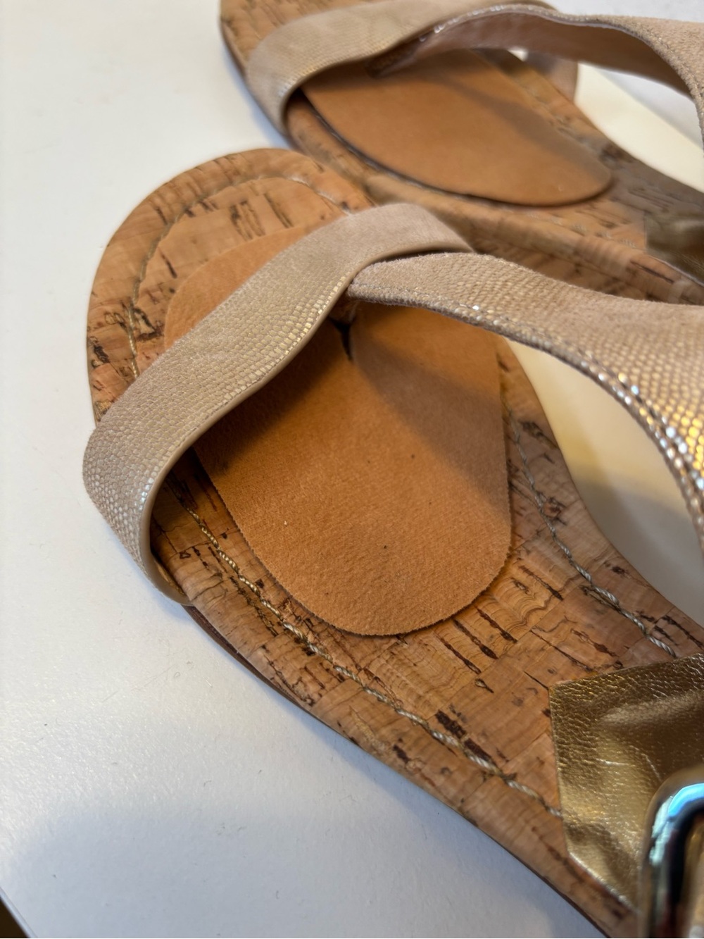 Donald J. Pliner Gold Metallic Wedge Thong Sandals - Picture 9 of 10